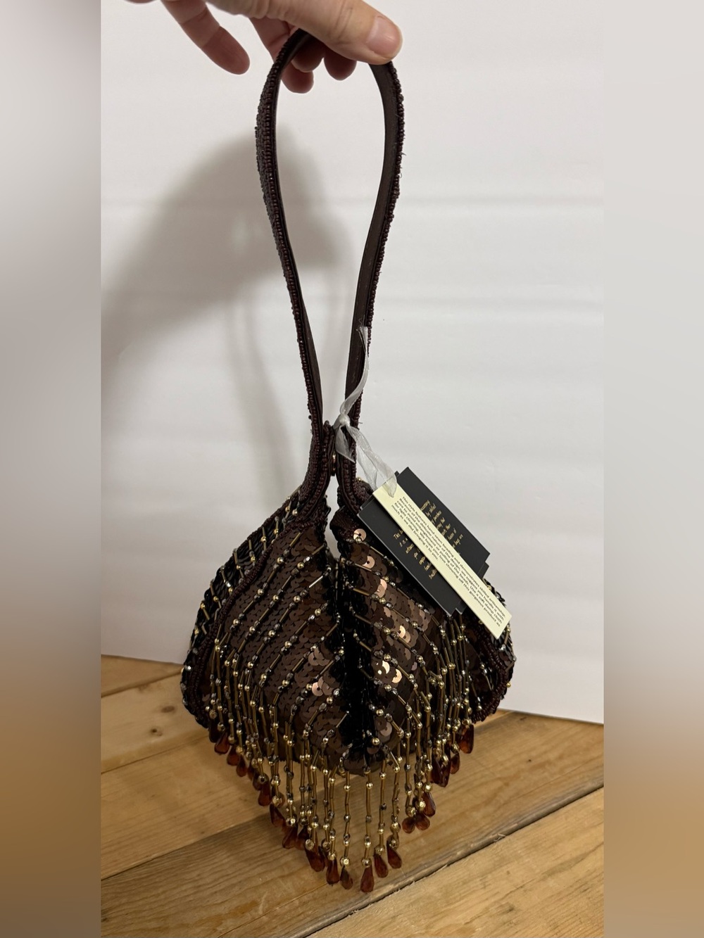 From India to You Multiple Styleing Beaded Sequin Beaded Bag - Bronce Brown NWT